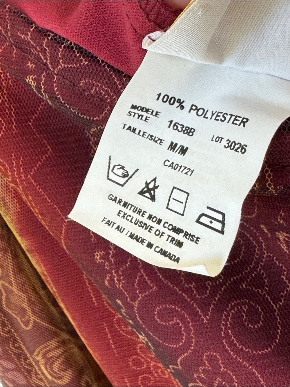 Vintage Y2K Boho Maxi Slip Dress Burgundy Gold Damask Scroll Stripe Mesh Size M - Picture 9 of 12